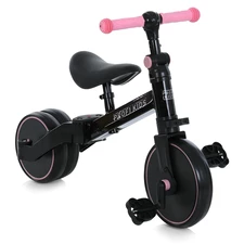 Велосипед - беговел Profi Kids 10/8д. MBB 1008 pink, 3 в 1, черно-розовый